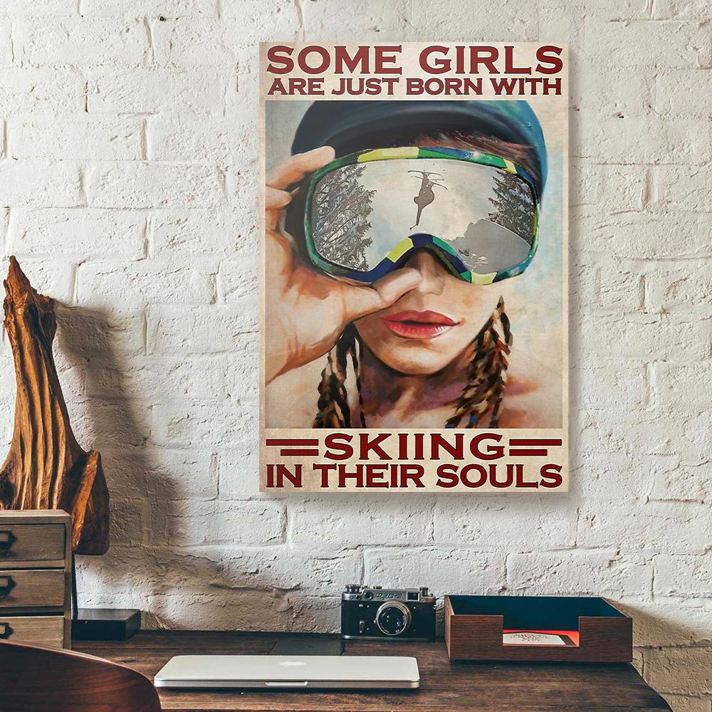 some girls born with skiing in their soul skiing girl canvas prints wall art decor 5706