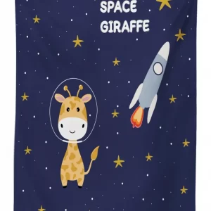 space giraffe and rocket 3d printed tablecloth table decor 6939