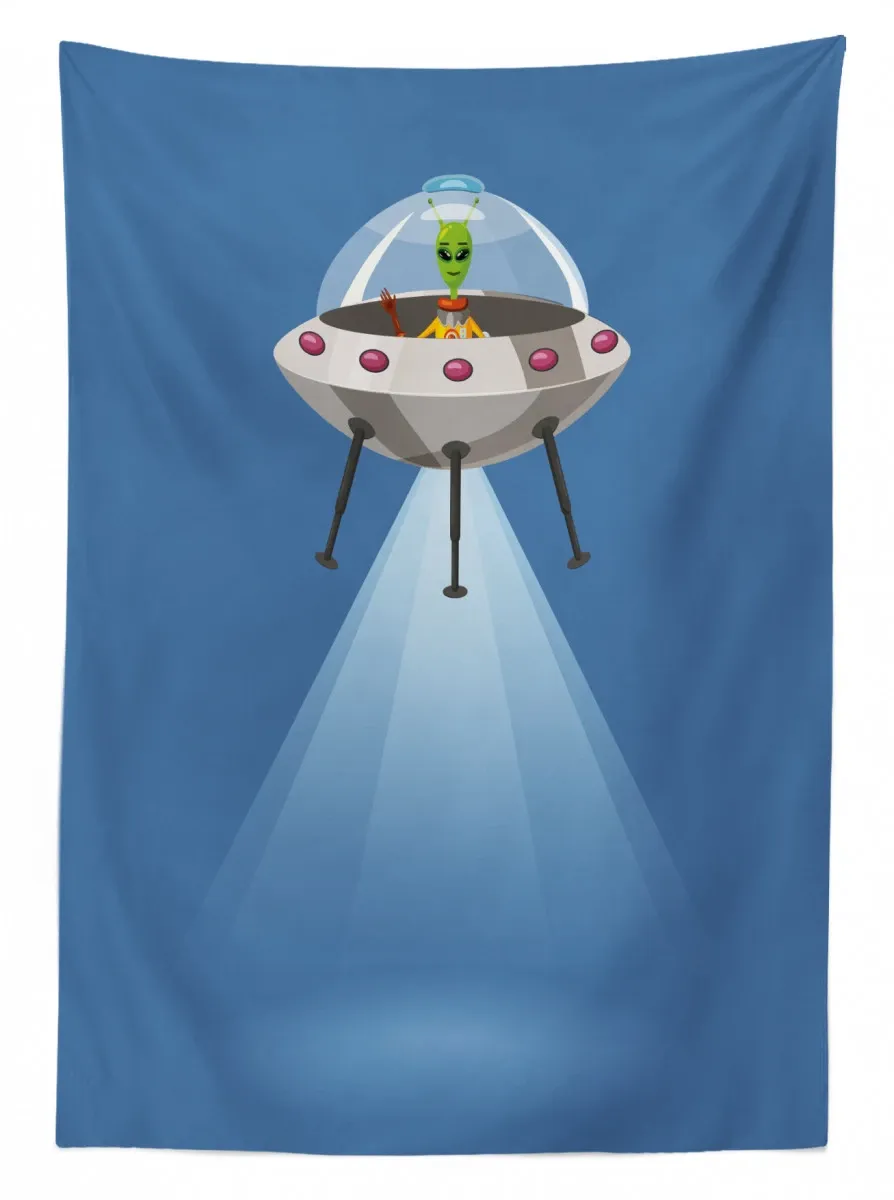 Spaceship Extraterrestrial 3D Printed Tablecloth Table Decor