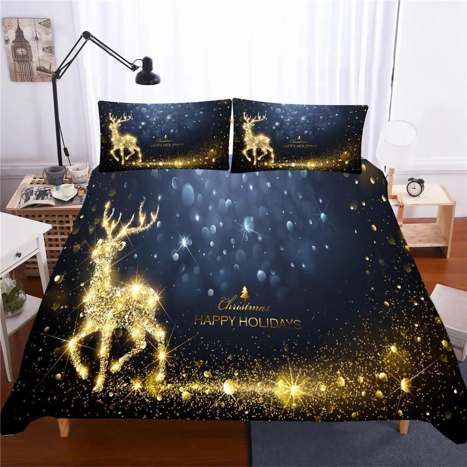 sparkling christmas santa claus bedding set bedroom decor 3742