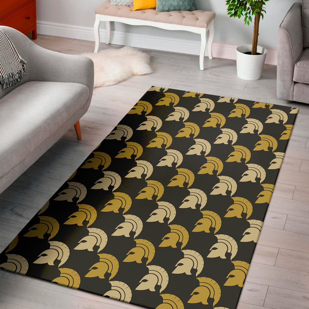 spartan warrior helmet pattern print area rug floor decor 1450