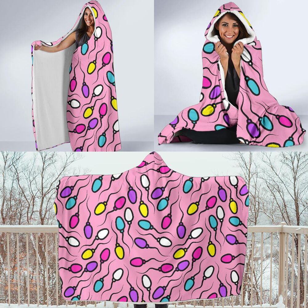 Sperm Anatomy Pattern Print Hooded Blanket Cloak Blanket sperm anatomy pattern print hooded blanket cloak blanket 4081