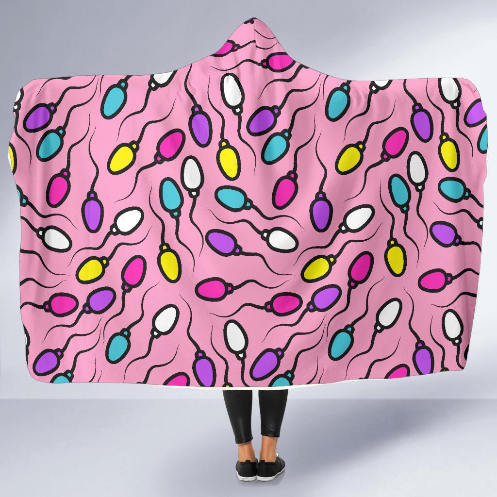 Sperm Anatomy Pattern Print Hooded Blanket Cloak Blanket sperm anatomy pattern print hooded blanket cloak blanket 5612