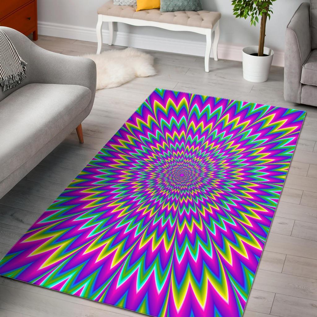 spiky spiral moving optical illusion area rug floor decor 1056