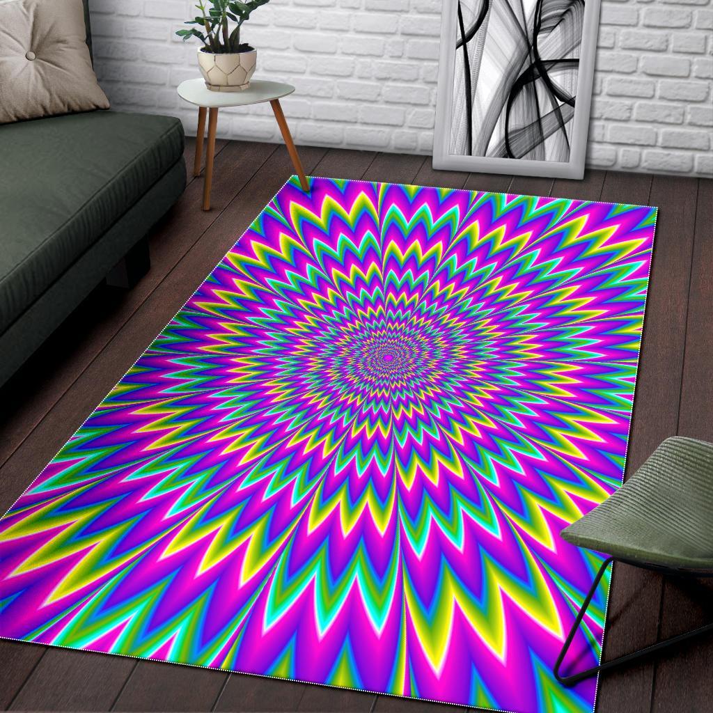spiky spiral moving optical illusion area rug floor decor 7853