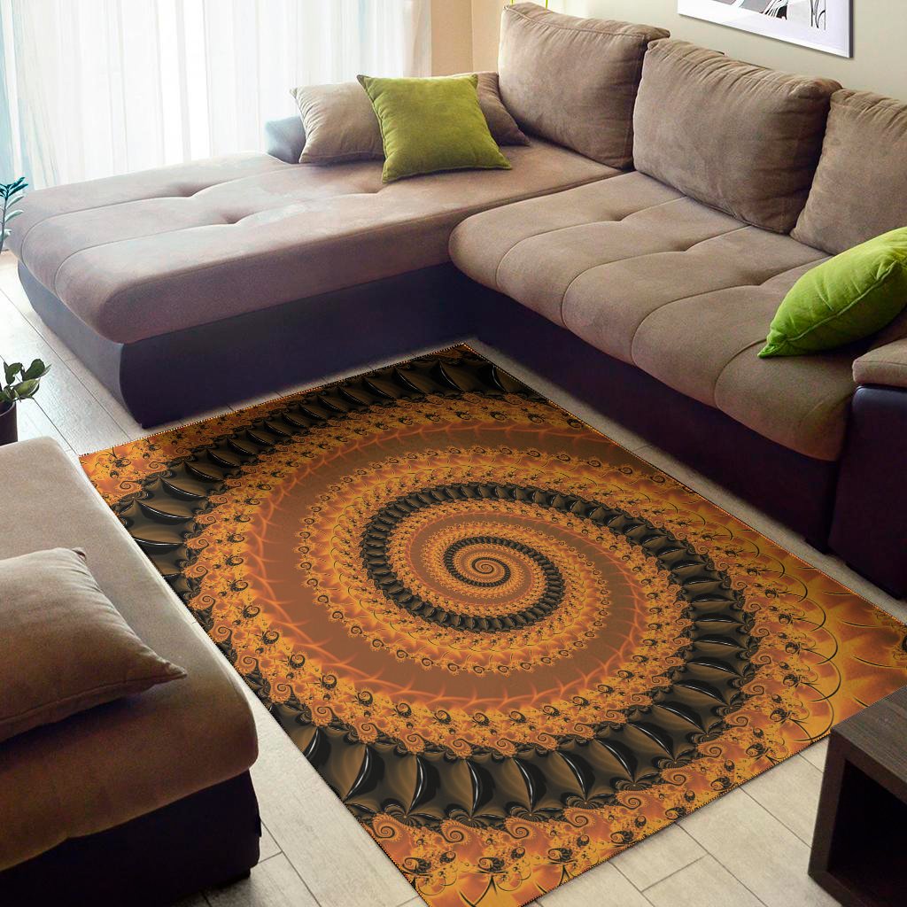 spiral fractal print area rug floor decor 2226
