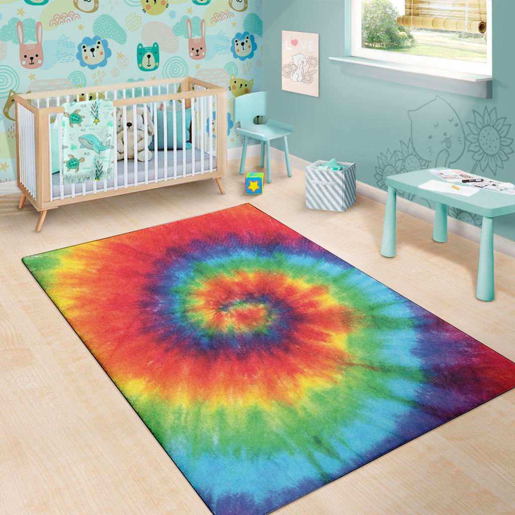 spiral tie dye print area rug floor decor 4462