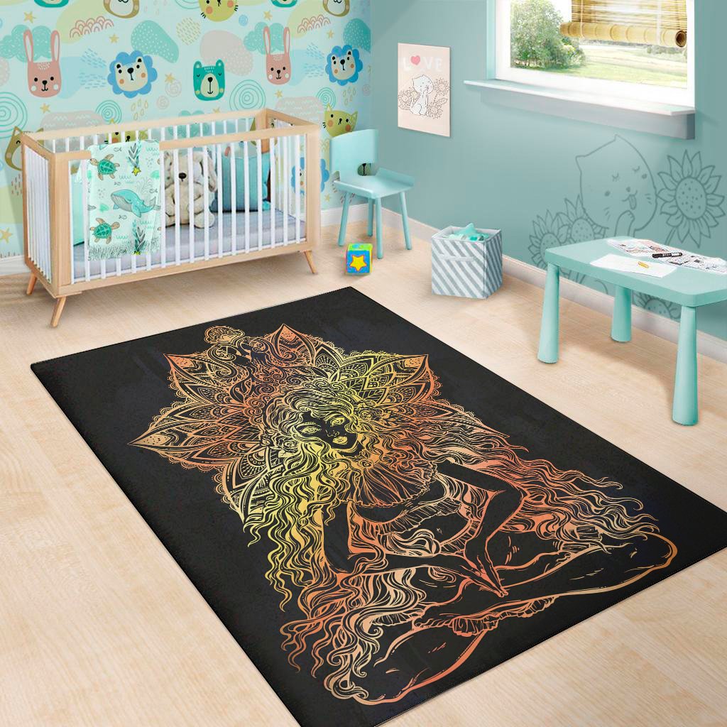 spiritual girl mandala print area rug floor decor 8612