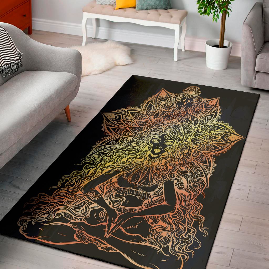 spiritual girl mandala print area rug floor decor 8797