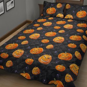 spooky pumpkin halloween pattern duvet cover bedding set bedroom decor 2704