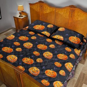 spooky pumpkin halloween pattern duvet cover bedding set bedroom decor 2921