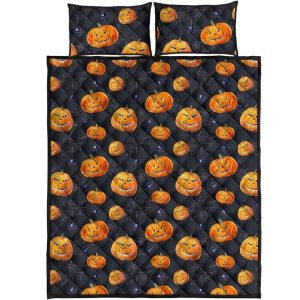 spooky pumpkin halloween pattern duvet cover bedding set bedroom decor 3084