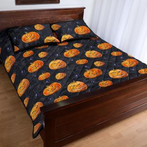 spooky pumpkin halloween pattern duvet cover bedding set bedroom decor 3326