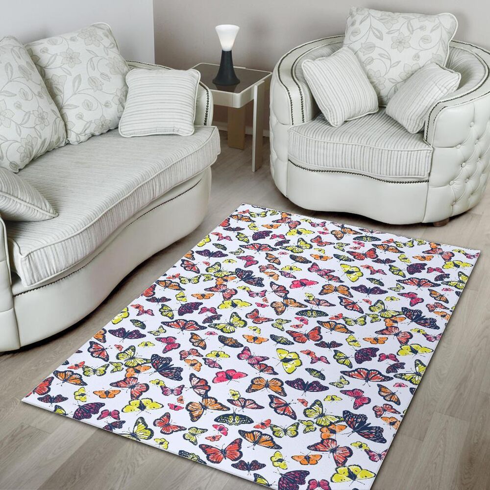 Spring Butterfly Pattern Print Area Rug Floor Decor spring butterfly pattern print area rug floor decor 1562