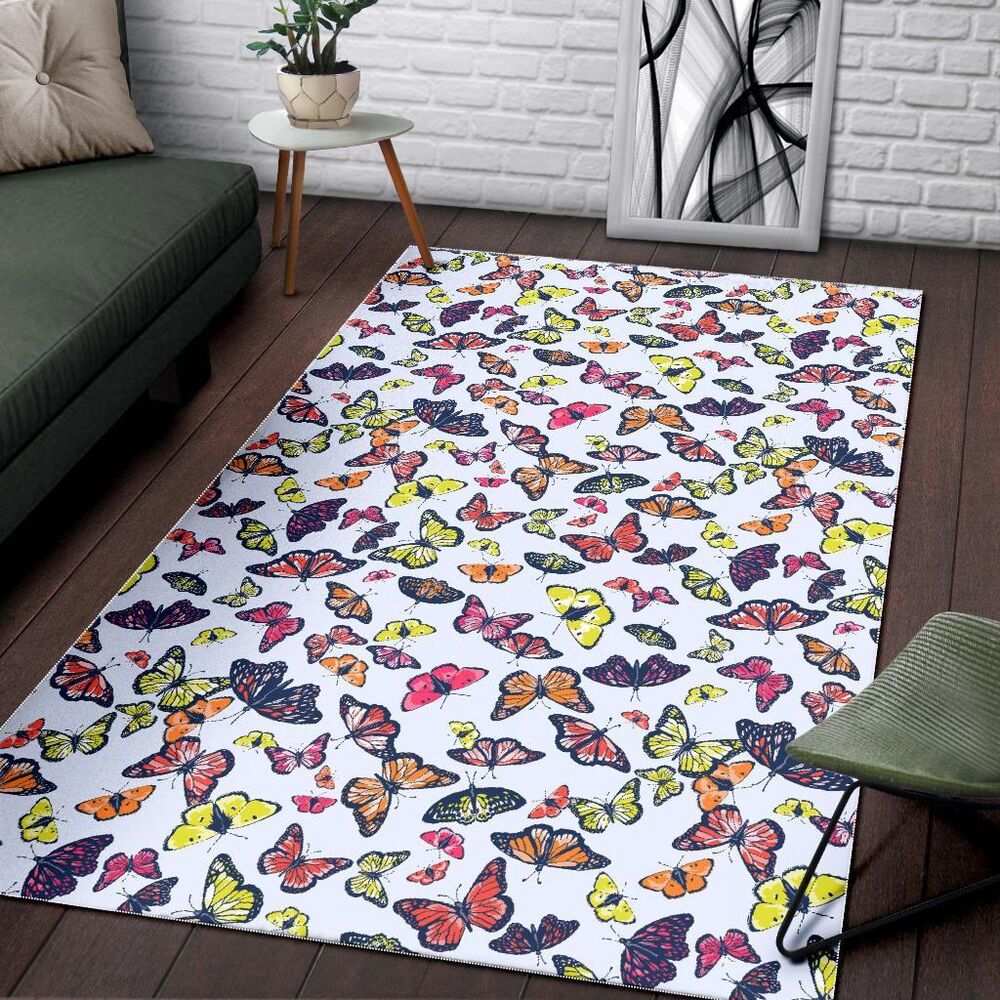 Spring Butterfly Pattern Print Area Rug Floor Decor spring butterfly pattern print area rug floor decor 3531