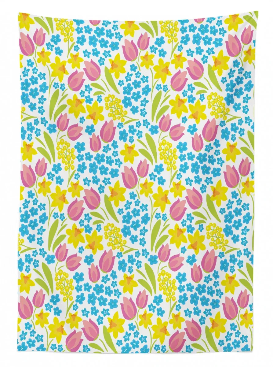 Spring Daffodil Tulip Mimosa 3D Printed Tablecloth Table Decor spring daffodil tulip mimosa 3d printed tablecloth table decor 5013