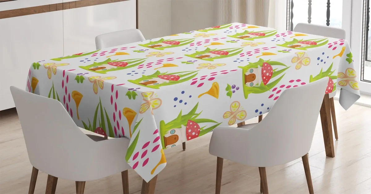 spring forest toadstool 3d printed tablecloth table decor 7337
