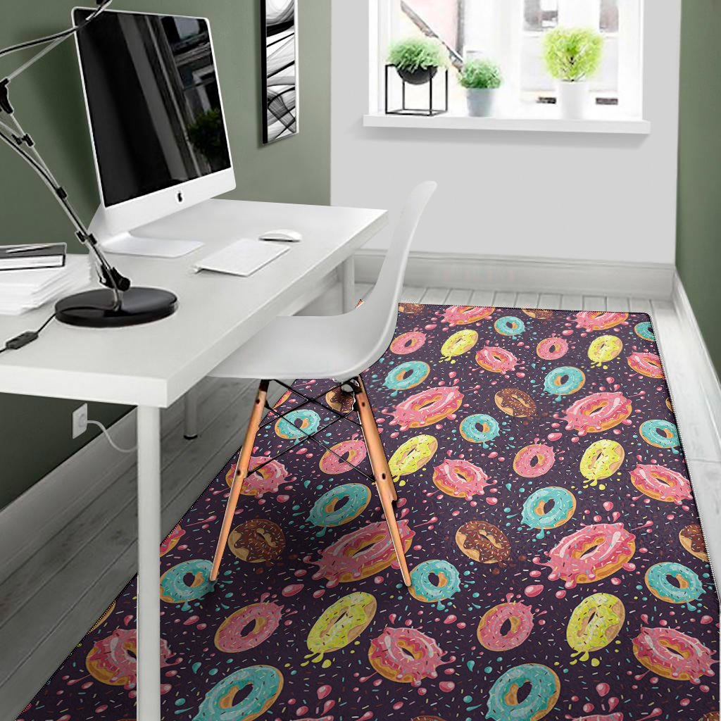 sprinkles donut pattern print area rug floor decor 2563