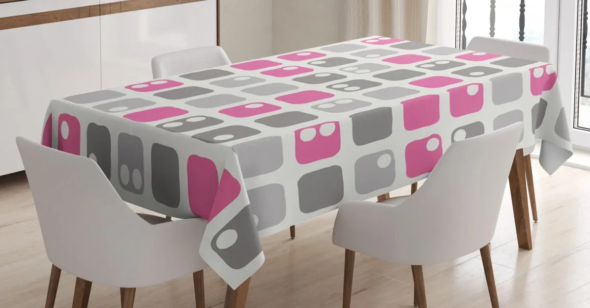 squares and dots 3d printed tablecloth table decor 3234