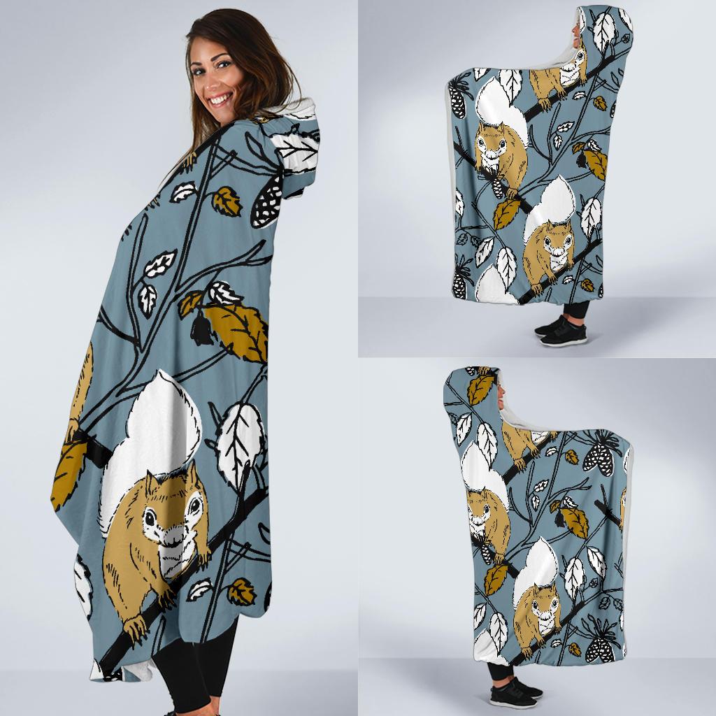 Squirrel Drawing Pattern Print Hooded Blanket Cloak Blanket squirrel drawing pattern print hooded blanket cloak blanket 5069