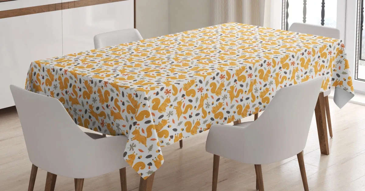 Squirrel Mushroom Acorn 3D Printed Tablecloth Table Decor squirrel mushroom acorn 3d printed tablecloth table decor 8099