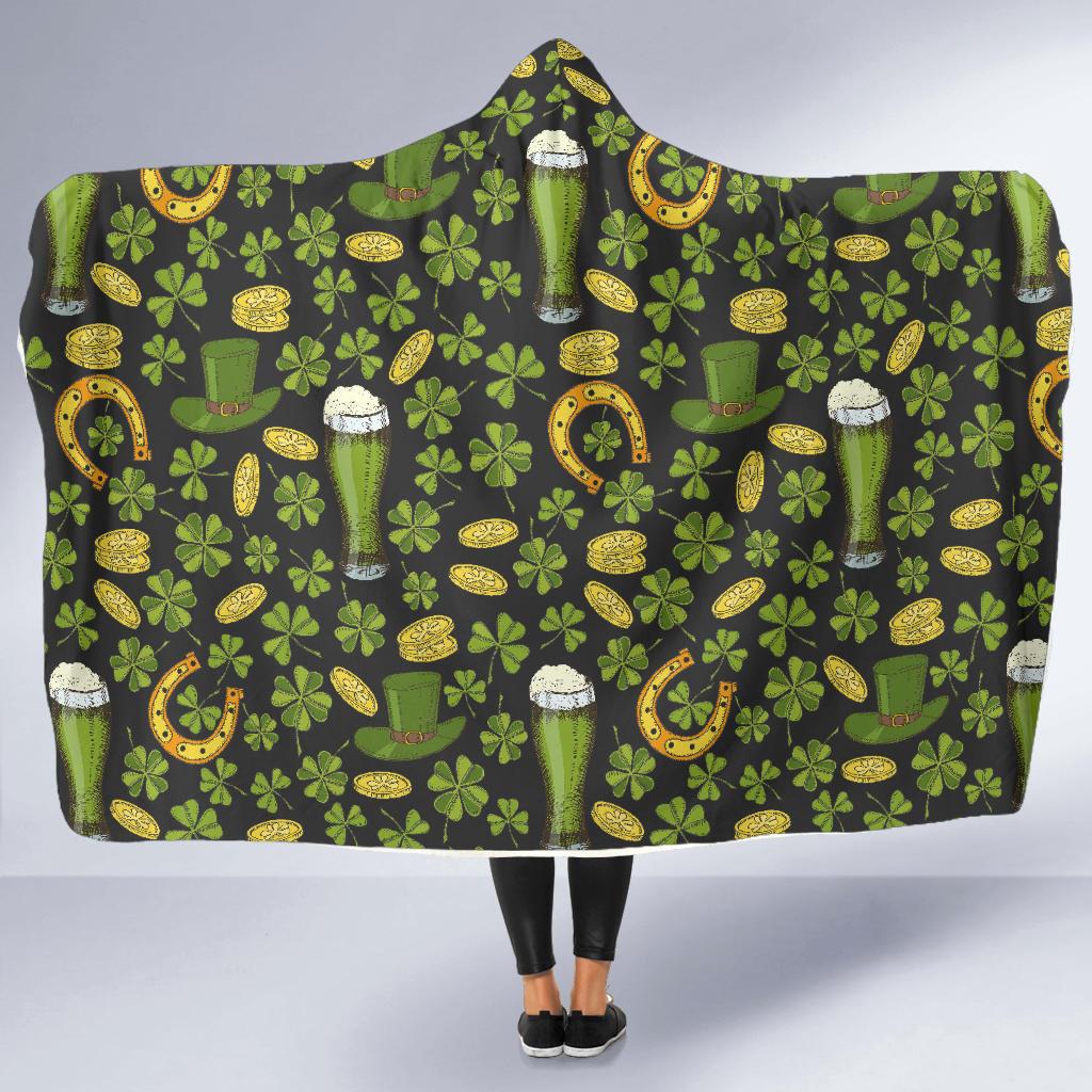st patricks day leprechaun beer pattern print hooded blanket cloak blanket 5737