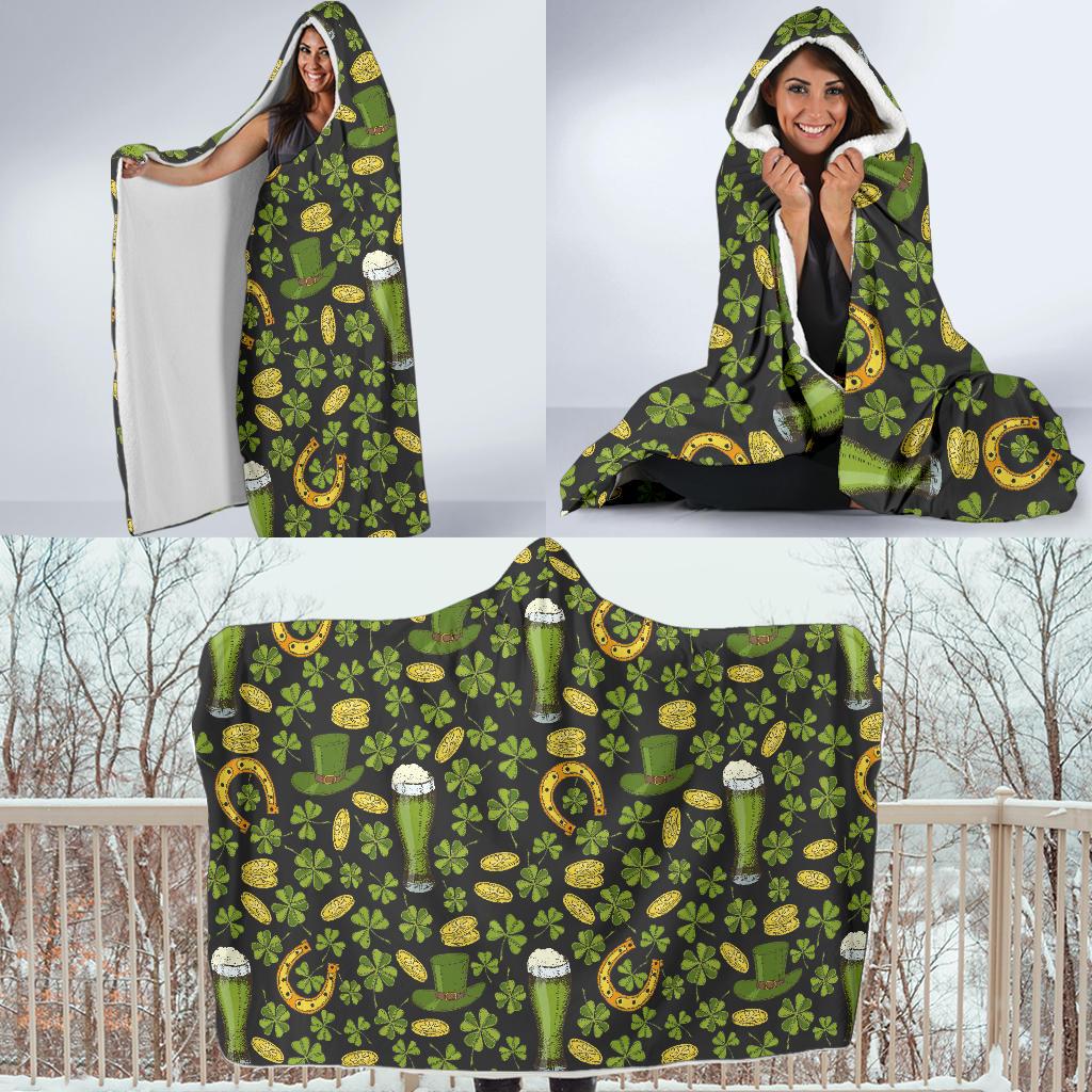 st patricks day leprechaun beer pattern print hooded blanket cloak blanket 6538