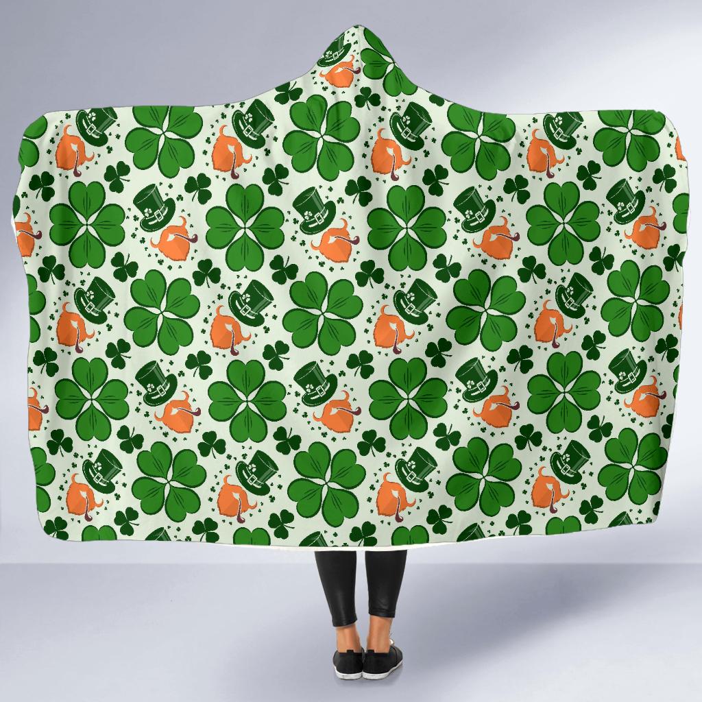 st patricks day leprechaun pattern print hooded blanket cloak blanket 1908
