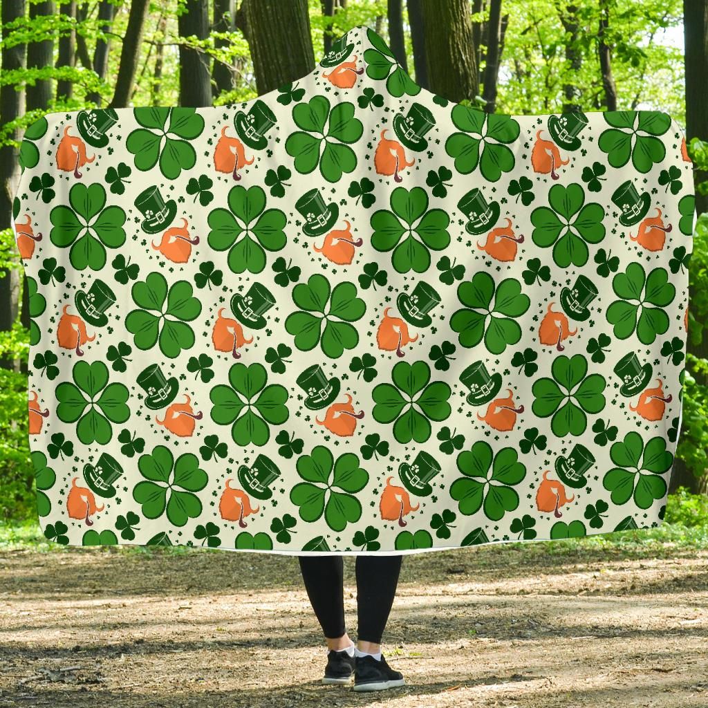 st patricks day leprechaun pattern print hooded blanket cloak blanket 4980