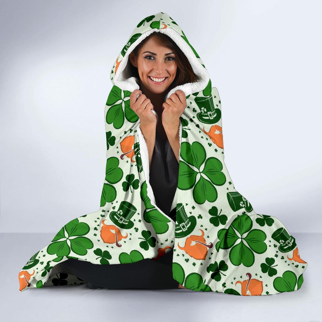 st patricks day leprechaun pattern print hooded blanket cloak blanket 8319