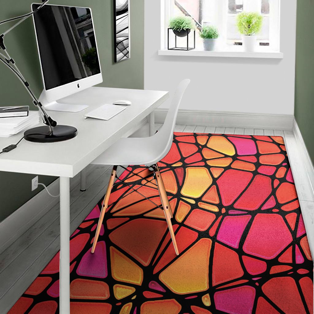 stained glass mosaic pattern print area rug floor decor 4150