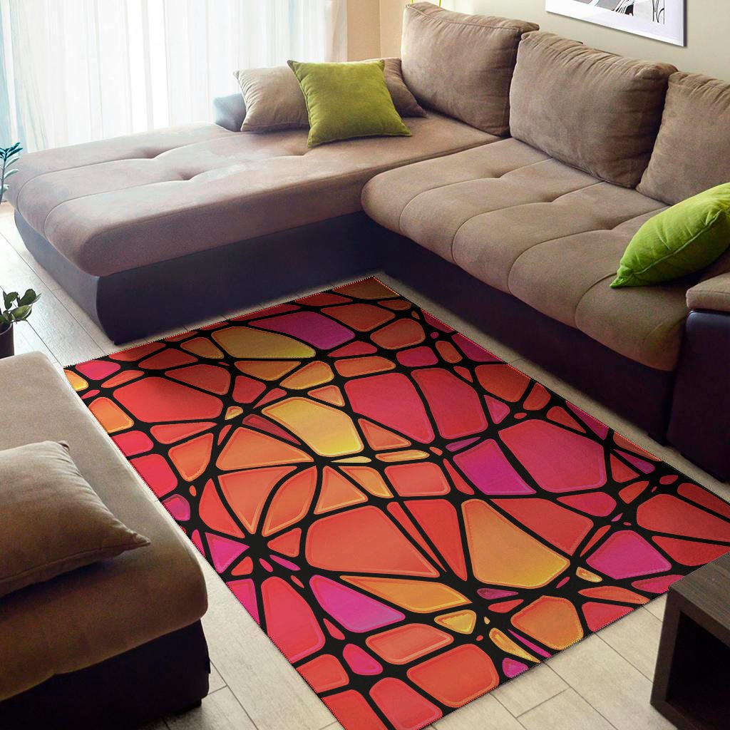 stained glass mosaic pattern print area rug floor decor 4934