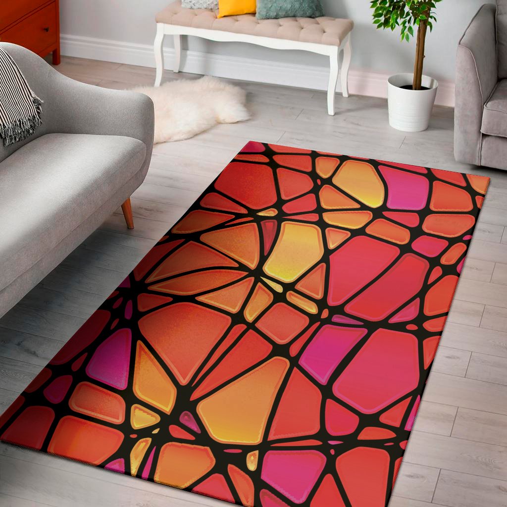 stained glass mosaic pattern print area rug floor decor 7001