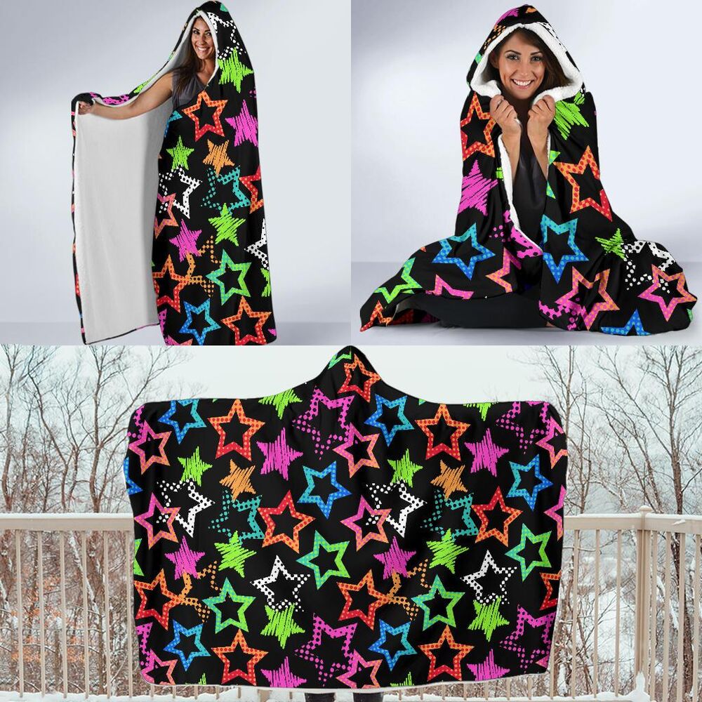 Star Colorful Pattern Print Hooded Blanket Cloak Blanket star colorful pattern print hooded blanket cloak blanket 2802
