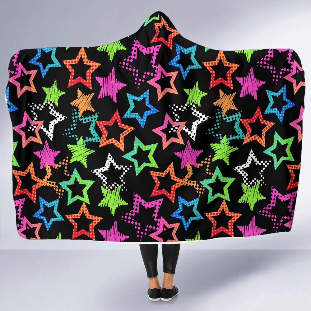 Star Colorful Pattern Print Hooded Blanket Cloak Blanket star colorful pattern print hooded blanket cloak blanket 3667