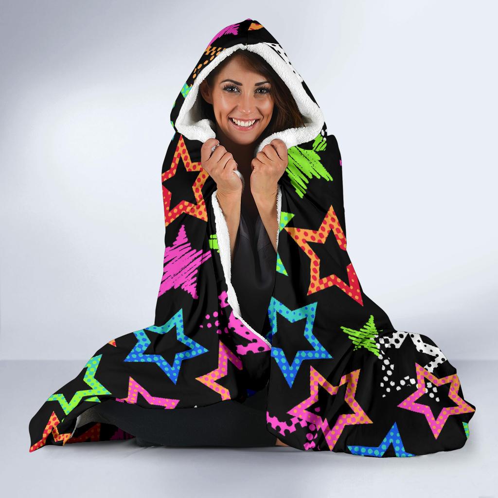 Star Colorful Pattern Print Hooded Blanket Cloak Blanket star colorful pattern print hooded blanket cloak blanket 4165