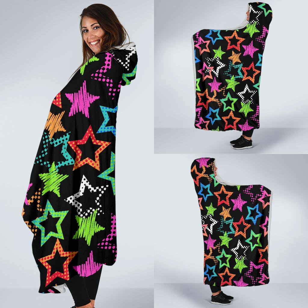 Star Colorful Pattern Print Hooded Blanket Cloak Blanket star colorful pattern print hooded blanket cloak blanket 4910