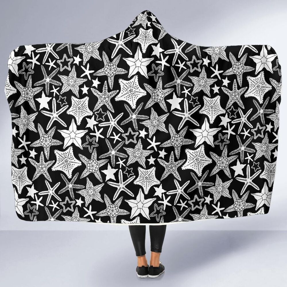 Starfish Print Pattern Hooded Blanket Cloak Blanket starfish print pattern hooded blanket cloak blanket 4938