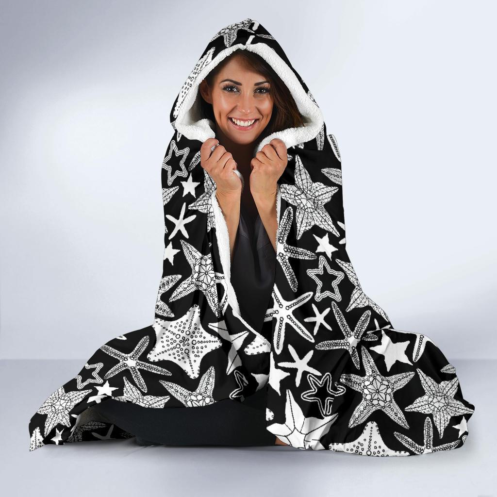 Starfish Print Pattern Hooded Blanket Cloak Blanket starfish print pattern hooded blanket cloak blanket 6099