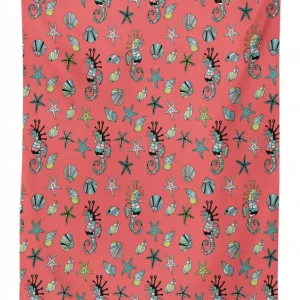 starfish sea horse 3d printed tablecloth table decor 1027