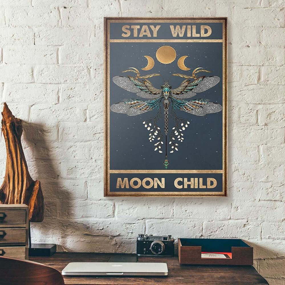 Stay Wild Moon Child Dragonfly Hippie Canvas Prints - Wall Art Decor stay wild moon child dragonfly hippie canvas prints wall art decor 2094