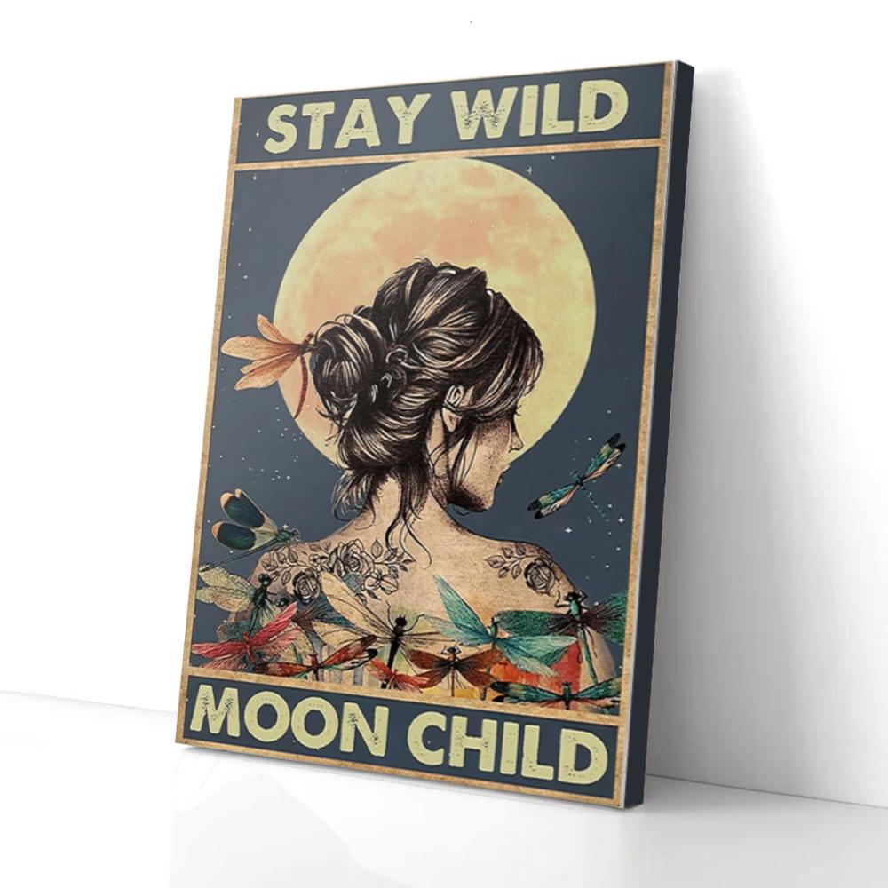 Stay Wild Moon Child Hippie Girl Butterfly Canvas Prints - Wall Art Decor stay wild moon child hippie girl butterfly canvas prints wall art decor 1508