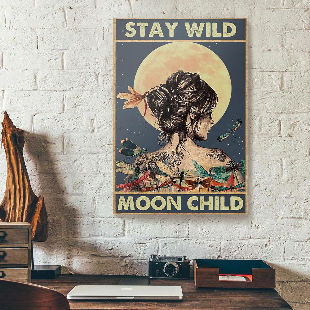 Stay Wild Moon Child Hippie Girl Butterfly Canvas Prints - Wall Art Decor stay wild moon child hippie girl butterfly canvas prints wall art decor 3746