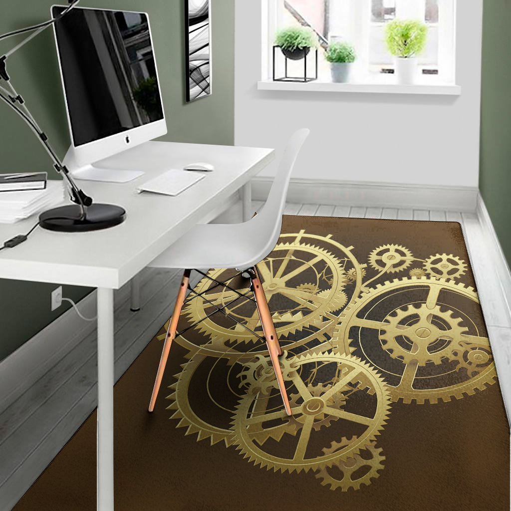 steampunk cogwheels print area rug floor decor 3679
