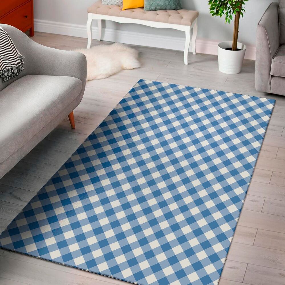 Steel Blue And White Gingham Print Area Rug Floor Decor steel blue and white gingham print area rug floor decor 3301