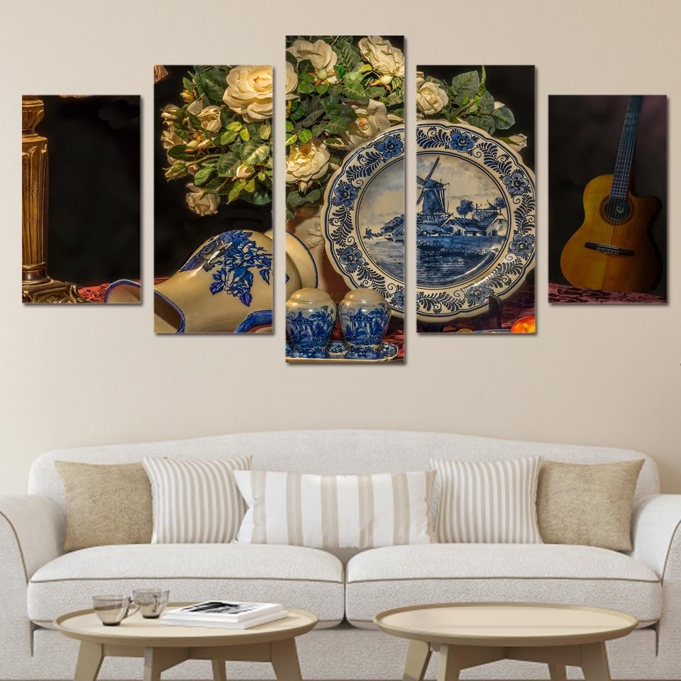 still life porcelain - Abstract 5 Panel Canvas Art Wall Decor still life porcelain abstract 5 panel canvas art wall decor 6621