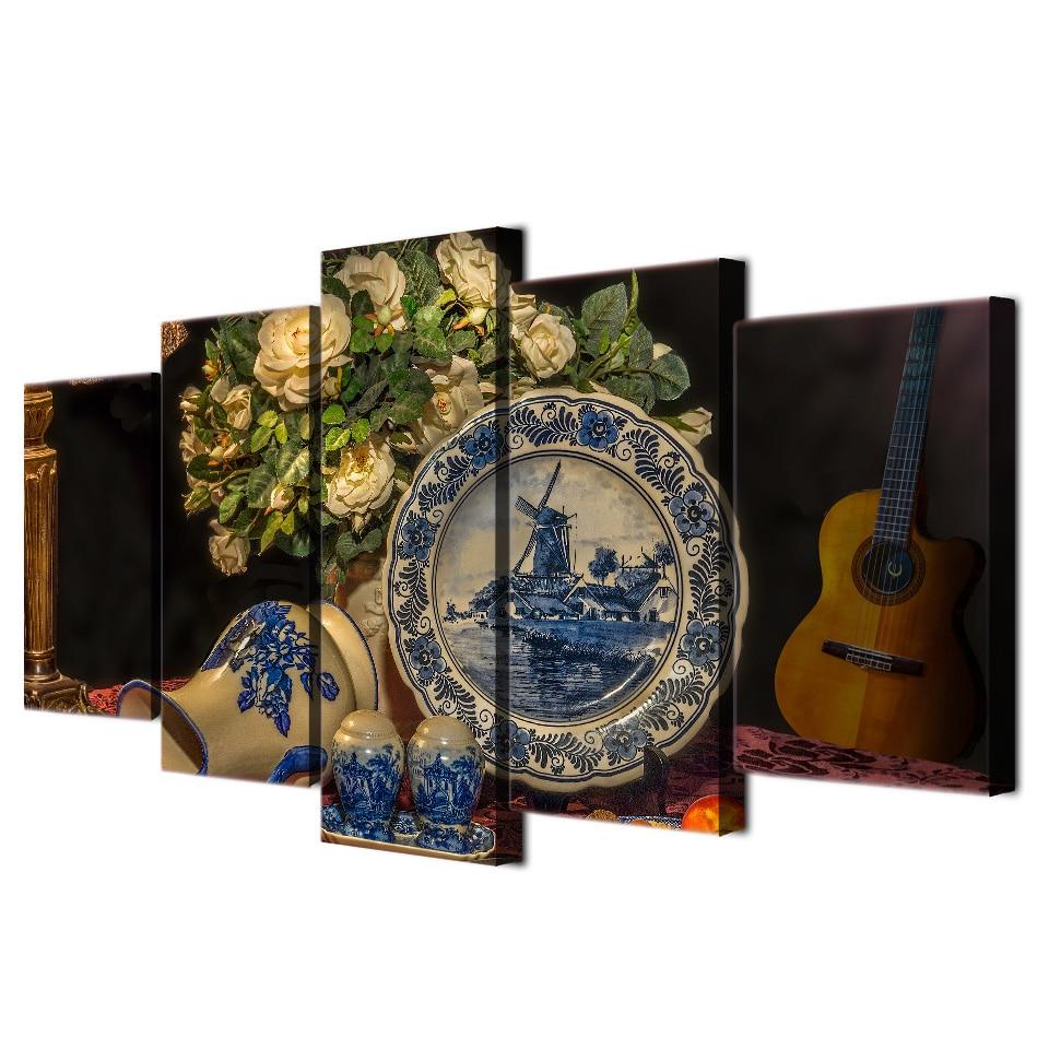 still life porcelain - Abstract 5 Panel Canvas Art Wall Decor still life porcelain abstract 5 panel canvas art wall decor 7047
