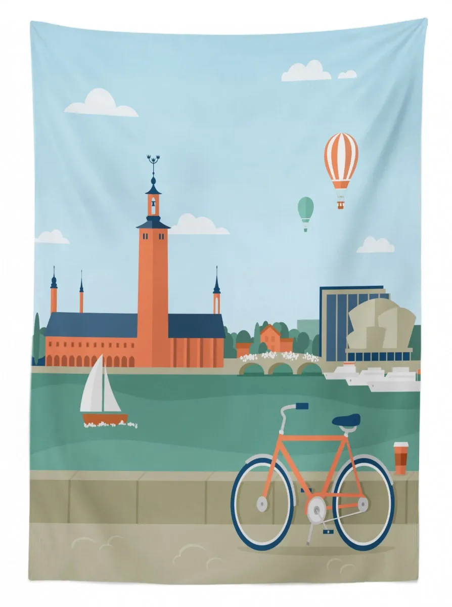 stockholm sweden bicycle 3d printed tablecloth table decor 2574