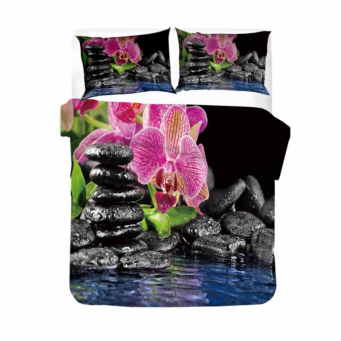 Stone Orchids Printed Bedding Set Bedroom Decor stone orchids printed bedding set bedroom decor 8810