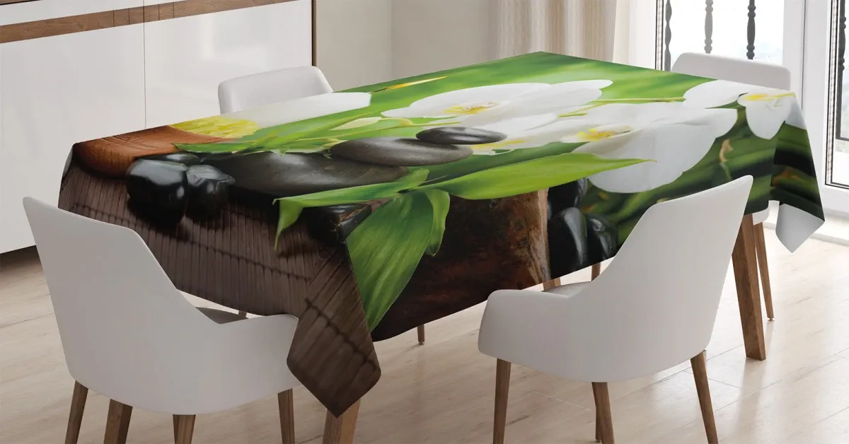 stones and orchids 3d printed tablecloth table decor 2611